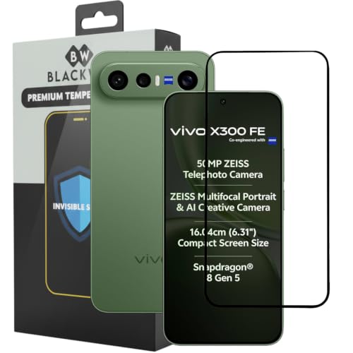 Image of Blackwik Tempered Glass Screen Protector for Vivo X300 FE 5G with Edge-To-Edge Protector Coverage | Easy Installation Kit (Black)