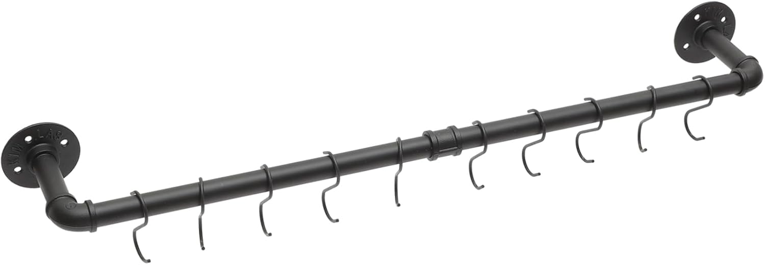 Luxshiny 1 Set Industrial Wall Mounted Utensil Rack for Pots and Pans Hanging Kitchen Storage Rack with Hooks Section Design for Efficient Organization