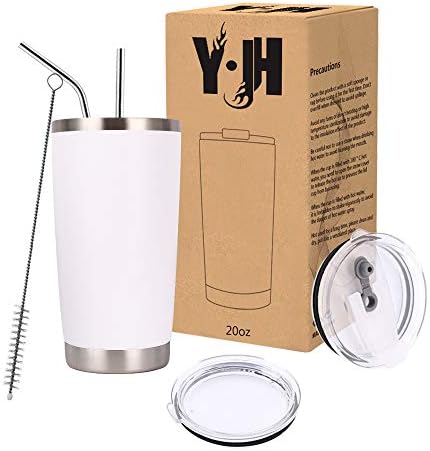 Y·J&H 30oz (850ml) Travel Tumbler Double Wall Vacuum Insulated Coffee Mug Stainless Steel Coffee Cup with 2 Splash Proof Lid, 2 Straws & Free Cleaning Brush, BPA Free - Turquoise