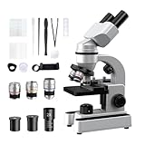 Binokular Mikroskop für Erwachsene, 40X-1600X Vergrößerung mit dualer LED-Beleuchtung, Biologisches Bildungsmikroskop mit Vollständigem Starter Kit mit 25+ Zubehörteilen
