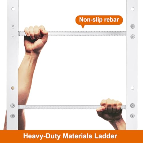 Zwinz Escada de poço de janela de 3 degraus enganchada, escada de escape de incêndio de aço resisten