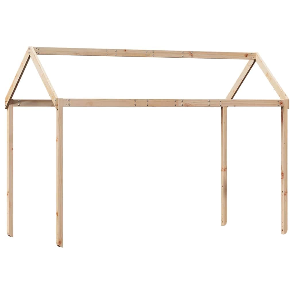 Techo para cuna de pino macizo, 217 x 95,5 x 159 cm, sin tratar, con lado abierto, accesorio de cama para dormitorio, zona de juegos y habitación infantil
