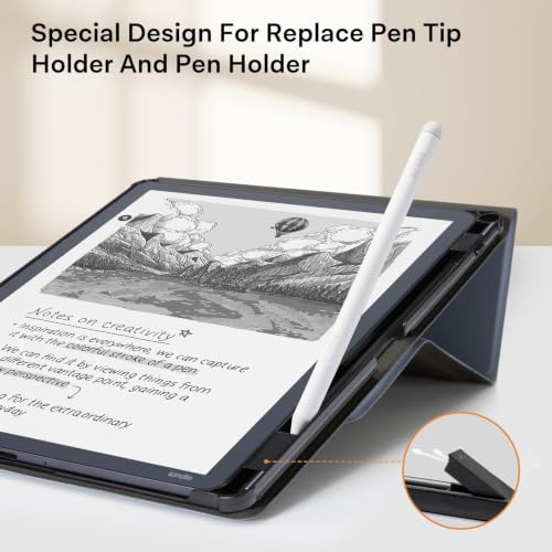 Image of CoBak Case for 11 inch Kindle Scribe 3rd Generation 2025, Kindle Scribe Colorsoft with Two Viewing Angles - All New PU Leather Cover with Auto Sleep Wake, Pen Holder. Cloudy Blue