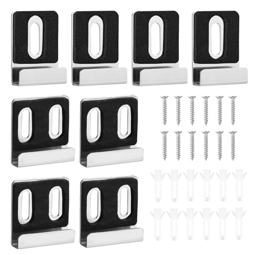 Image of 8pcs Metal Mirror Clips, 2 Styles Wide Channel Hangers for Frameless Mounting Hardware, Heavy Holder Hanging Clips with Screws for Wall Mounting Billboard