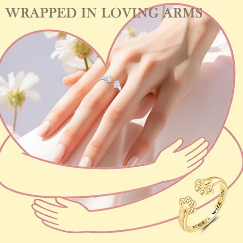 Anillo de abrazo ajustable en plata de ley con circonitas para mujer 3