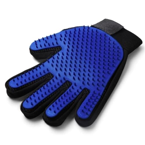 Luva Escova Tira Pelos Cães e Gatos Nano Magnética - Azul - Borra...