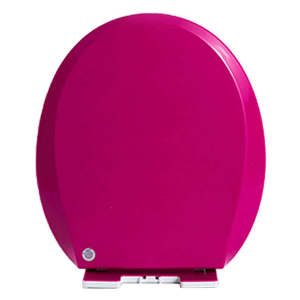 Asiento de Inodoro con Cierre Suave y Lento, Tapa WC Universal en Forma O, Tapa de Inodoro de PP, Fácil Montaje y Limpieza, Liberación Rápida, Tapadera WC Color,Rose Red,36x41cm