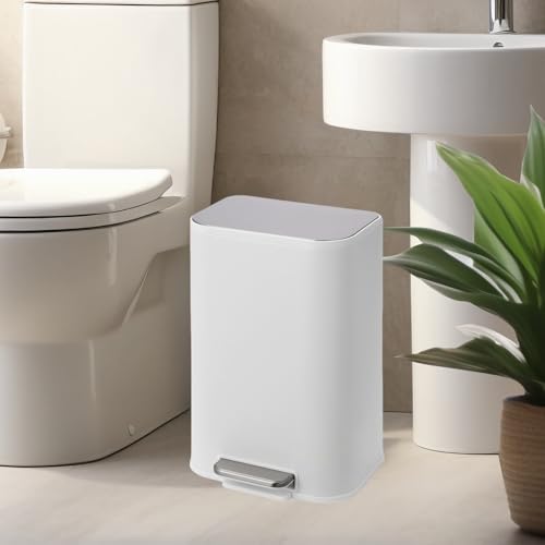 Caneca de basura rectangular 3.2 gal acero blanco miniatura 2
