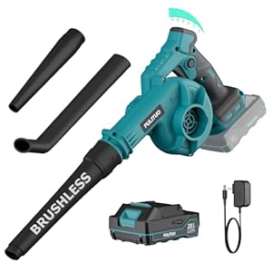 Laubbläser Akku für Makita 18V Akkus, mit bürstenlosem Motor, Akku & Ladegerät, 6-Gang, 257 km/h, leichtes kompaktes Gebläse mit 3 Aufsätzen für Laub, Staub, Garten & Haushalt