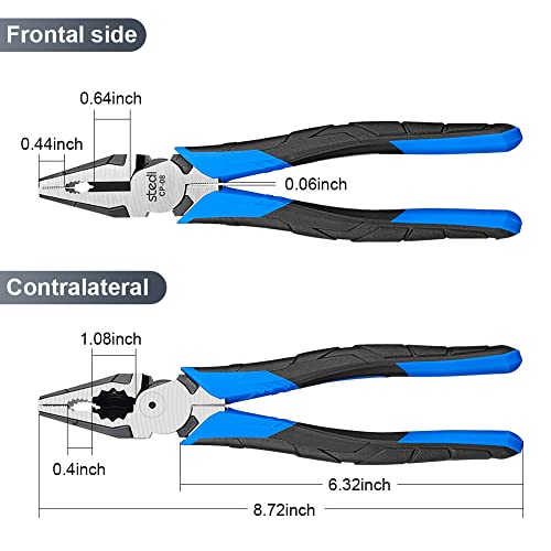 Stedi 8-Inch Lineman's Pliers,Heavy Duty Side Cutting High-Leverage Pliers,For Twisting, Clamping Screws,Cut Copper, Aluminum And Other Soft Metals.… #TOP3