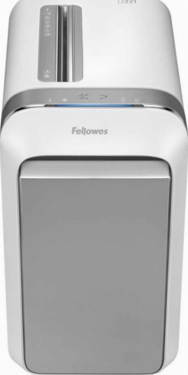 Fellowes distruggi documenti a microframmento LX221, 20 fogli, per piccolo ufficio, da 3 a 5 utenti, distruggidocumenti con tecnologia Intellibar, 100% anti inceppamento e Safesense, bianco
