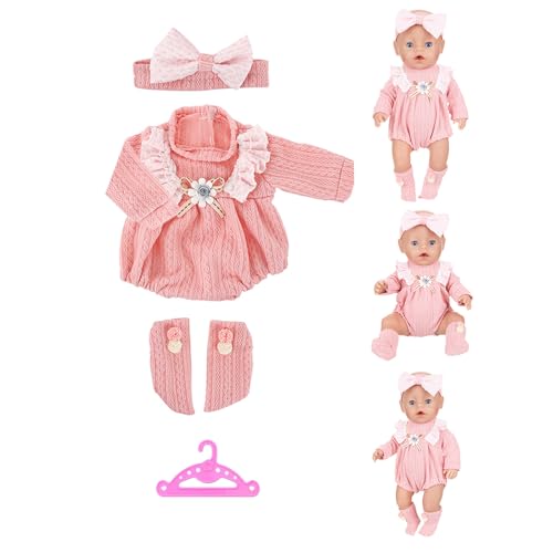 Rosa Ropa para Muñecas Bebé 14-18 Inch, Ropa de Muñecos para Muñecas Bebé 35-43 cm, Conjunto de Ropa de Muñeca,Juego de Disfraz de Muñeca para Niños y Niñas, Accesorios para Muñeca(no muñecas)
