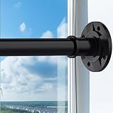 VIOREMOS Tension Curtain Rod 31 to112 In Extra Long Curtain Rod Adjustable Pole Heavy Duty Spring Matte Black Shower Curtain Rod for Bathroom Windows Room Divider Never Rust Anti-Slip