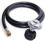 DOZYANT Vertical 5 Feet Propane Regulator and Hose Universal Grill Regulator Replacement Parts, QCC1 Hose and Regulator for Most LP Gas Grill, Heater and Fire Pit Table,3/8' Female Flare Nut