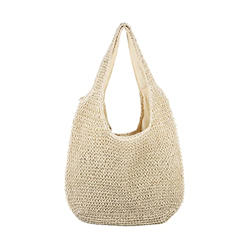 KUANG! Women Large Straw Rattan Beach Tote Bag Hobo HandBags Handle Summer Handwoven Straw Purse -  5TBL1589-BE