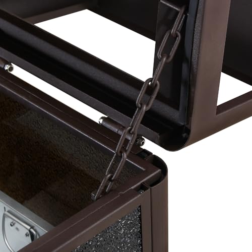 Trash Can Outdoor Steel Top Tray, 15 GAL Commercial Garbage Enclosure with Locking Lid Heavy Duty Industrial Yard Garage Waste Container,Coffee