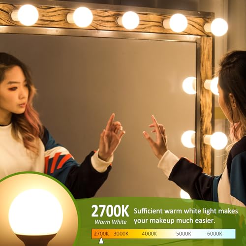 Image of 8-Pack G25 LED Vanity Light Bulbs 120V 40 Watt Equivalent, E26 Base, 2700K Warm White LED Globe Light Bulbs for Bathroom Mirror, Non-Dimmable