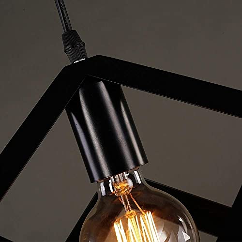 Plafonnier chic en fer forgé suspension cube noir design industriel - 5