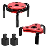 TOOLEAGUE 2Pcs Universal Oil Filter Wrench Set Adjustable 2-3/4 to 3-15/16 inch & 3 to 5-1/8 inch, 1/2