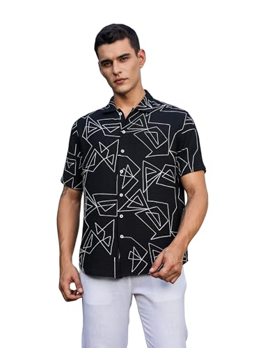 Image of Thomas Scott Mens | Half Sleeve | Embroidered Printed | Regular Fit | 100% Cotton | Casual Shirts