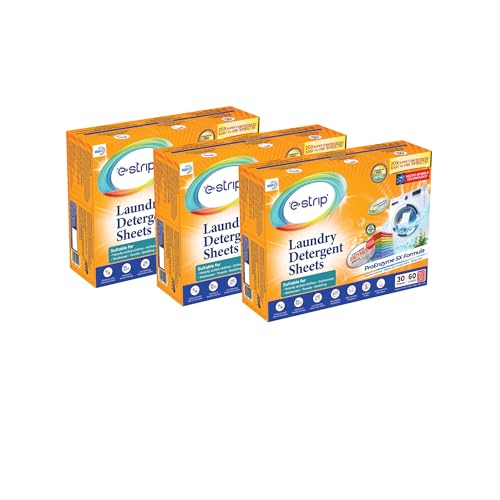 eStrip Proenzyme 5X Laundry Detergent Sheets-90 Sheets(180 Loads)|Tough on Stains,Deep Enzyme Cleaning|Pre-Soak Power|Ecofriendly Alternative to Pods, Liquid, Powder Detergent|Front & Top Load Machine