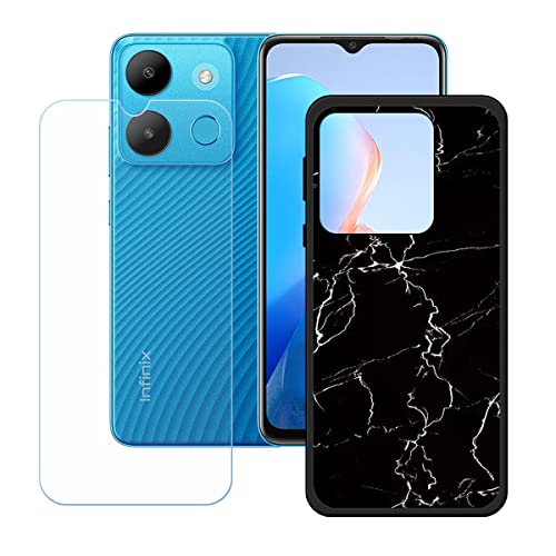 Generic TPU Cover for Tecno Pop 7 + HD Tempered Glass, Silicone Shell Bumper Protective Back Case - 9 Hardness Anti-Scratch Screen Protector for Tecno Pop 7 (6,56") - KE14