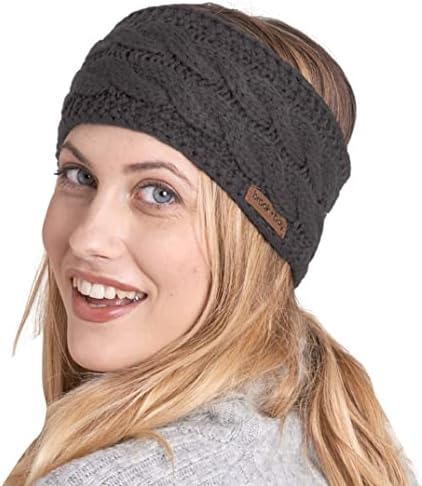 Brook + Bay Womens Winter Ear Warmer Headband - Fleece Lined Cable Knit Ear Band Covers for Cold Weather - Soft & Stretchy Head Wrap