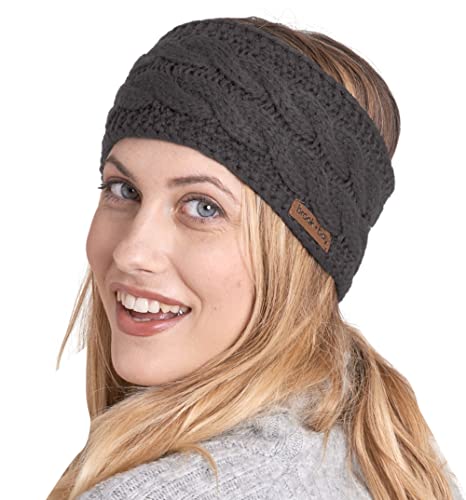 Brook + Bay Womens Winter Ear Warmer Headband - Fleece Lined Cable Knit Ear Band Covers For Cold Weather - Soft & Stretchy Head Wrap #TOP8