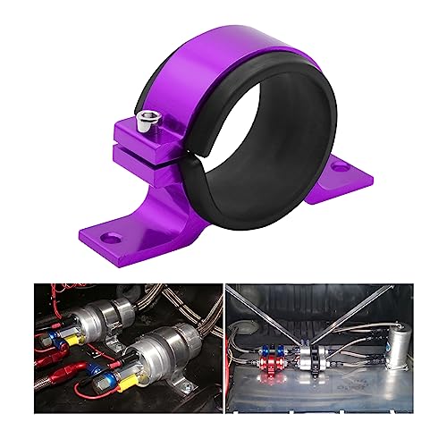 AUCELI Fuel Filter Mounting Bracket, 50mm Fuel Pump Clamp Bundle Holder, Aluminium Alloy Fuel Filter Mounting Cradle with Rubber Inner Ring, Universal Fuel Pump Bracket Car Accessories