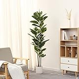 FLOWORLD Artificial Rubber Tree Plant 5ft Tall Faux Ficus Tree Potted Fake Tropical Plants Decorative House Plants Large Floor Artificial Trees for Home Office Store Room Decor