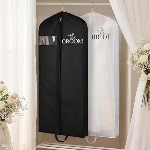 Yoojahow 2Pcs Wedding Dress Garment Bag for Hanging 72" x 24" (Groom Bride) by Yoojahow - Used condition - US$21.26