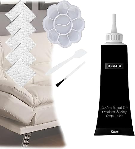 Professional DIY Leather and Vinyl Repair Kit,Leather Repair Gel, Leather Scratch Repair Paste for Furniture,Boat or Auto Car Seats Leather Repair Cream (Black)