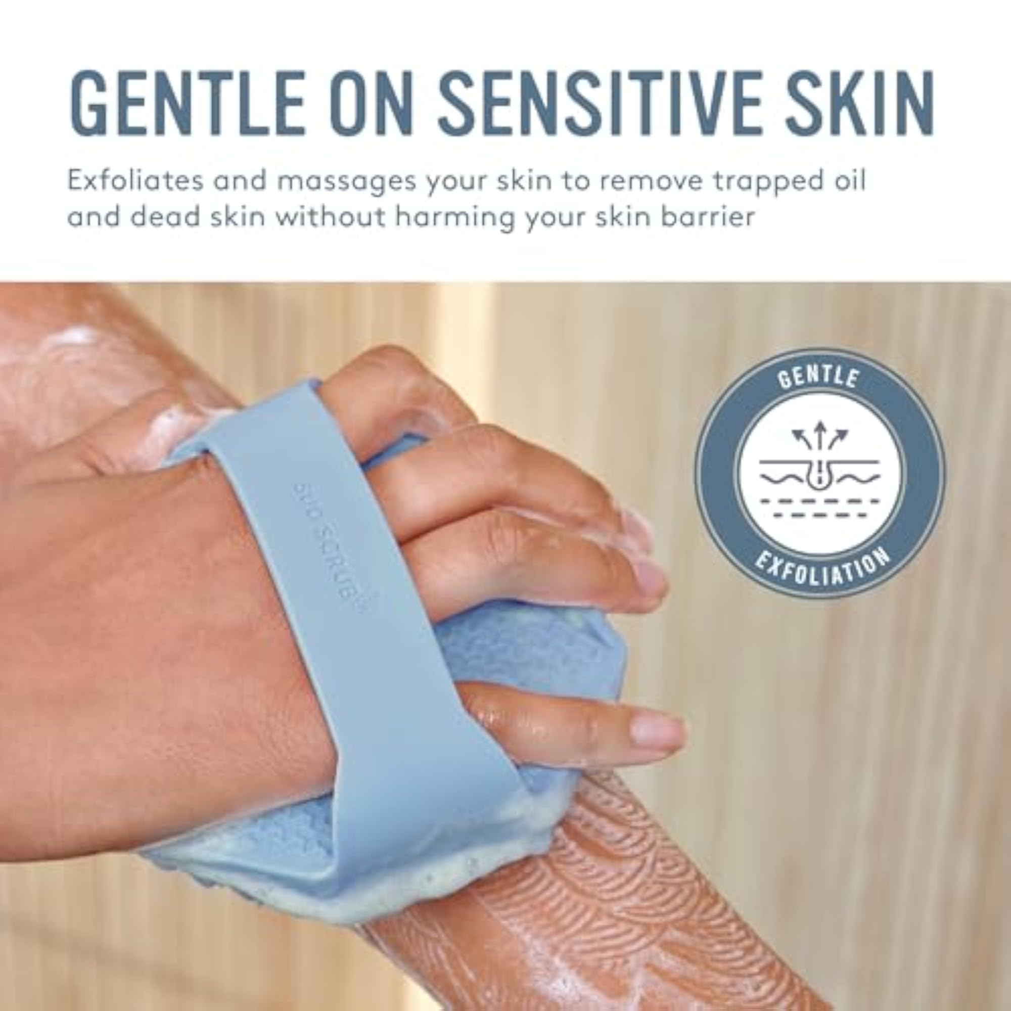 Antimicrobial Silicone Body Scrubber, Eco-Friendly Exfoliating Tool