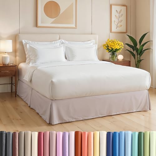 Pleated Bed Skirt Full Size - 3 Sided Pleated Bed Skirt Full - Ultra-Soft, Easy Fit with 12 Inch Tailored Drop - Hotel Quality, Wrinkle & Fade Resistant - for Women, Men, Kids and Teens - Light Grey