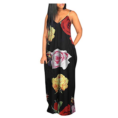 Robe maxi fluide avec poches et col en V pour un confort estival absolu