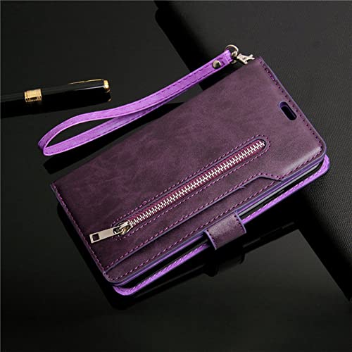 Étui en cuir pour Galaxy S8 Plus violet avec fente pour cartes et rabat