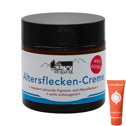 Altersflecken-Creme Vom Pullach Hof 1x 50ml I reduziert störende Pigment- und Altersflecken I für Gesicht, Hände und Dekolleté I wirkt vorbeugend I Anti Aging I Spar-Set plus Pharma Perle give-away