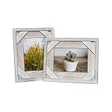 OuXean Wooden Photo Frames Rustic Farmhouse Distressed Picture Frame 5” x 7" Wood Photo Frame (2-Pac