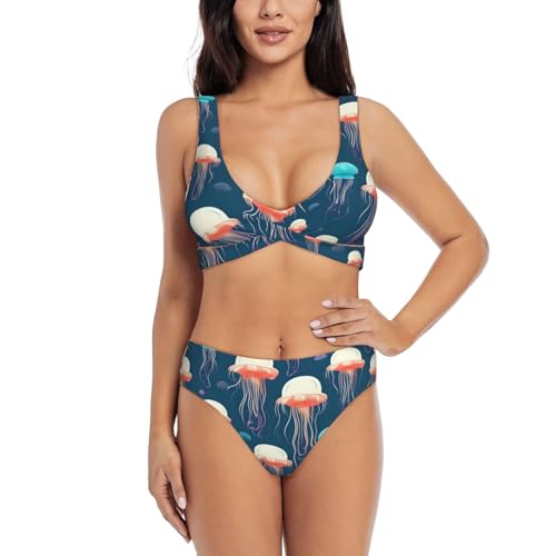 Maillot de bain 2 pièces pour femme avec contrôle du ventre et haut de bikini ajustable