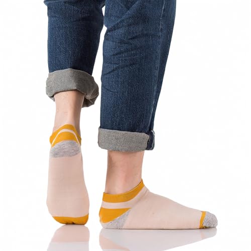Image of MOMISY Men's Premium Cotton Cushion Ankle length Socks, (Multicolor) Pack of 5 (Free Size)