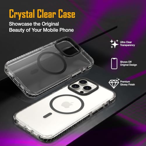 Image of Zapcase Crystal Clear Back case for iPhone 15 Pro Max | PC Back | TPU Bumper with Inner Rubber Grip | Metal Camera Guard Bezel | Metal Buttons | Scratch Resistant | 2 Layer Edge Protection | Black