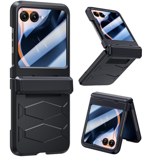 LEIAU Armor case for Motorola Razr 2026: Full-Body Military Grade Protective Phone Case [Anti-Slip] Heavy Duty Cover with Screen Protector Wireless Charging for Moto razr 2026/2025/2024 Black