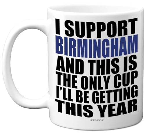 Divertida taza de fútbol de regalo para los fans de Birmingham, taza con diseño de Footy Only, broma de Navidad, cumpleaños, regalo para hijo, papá, hermano, tío, colega, amigo, primo, 325 ml, apta