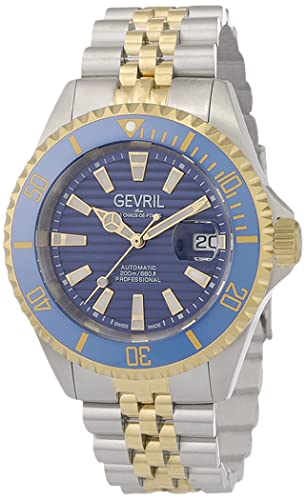Gevril Men Chambers Automatic Watch with Stainless Steel Strap, Tow Toned SS IPYG, 18 (Model: 42603), Silver