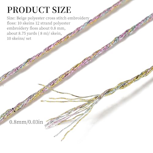 Image of 10 Skeins Grey Polyester Embroidery Floss Metallic Shimmer Crewel Cross Stitch Threads Silver Glitter Floss for Sewing Making String Art Tassels DIY Project Friendship Bracelets Home Decor