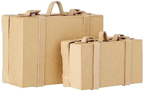 Creativ 263990 Minimaletas vintage de papel maché, 2 unidades/1 juego, color beige