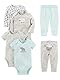 Simple Joys by Carter’s Unisex Baby 6-teiliges Set, Bodys (Kurz- und Langarm) und Hosen, Grau/Minzgrün/Elefant/Lamm, 0-3 Monate