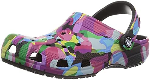 Crocs Unisex Classic Graphic Clogs, Black/Bubble Block, 10 US Men