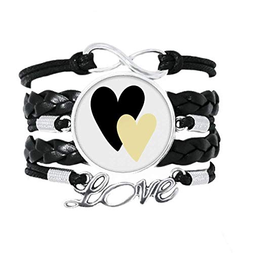 Bracelet en cuir torsadé citation double cœur message d'amour