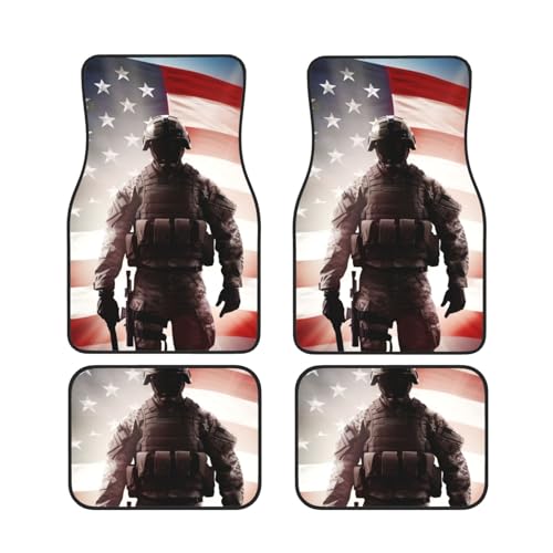 Tapis de sol voiture drapeau américain et soldat pour SUV et camion